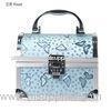 Women Aluminum Beauty Box Cosmetic Vanity Organizer Custom Blue ABS Hard Case