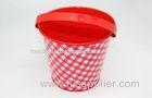Grid Bucket Red Candy Tin Box For Children Birthday Gift / Gardening