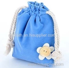 velvet gift bag with flower decoration