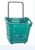 Large Capacity Shopping Basket With Wheels Plastic Rolling Cart With Handle