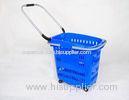 40 Liters Shopping Basket With Wheels Supermarket Carts / Rolling Shopping Basket