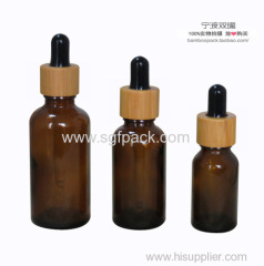 5ml10ml15ml30ml50ml100ml Amber color essential oil bottle with dark color bamboo dropper