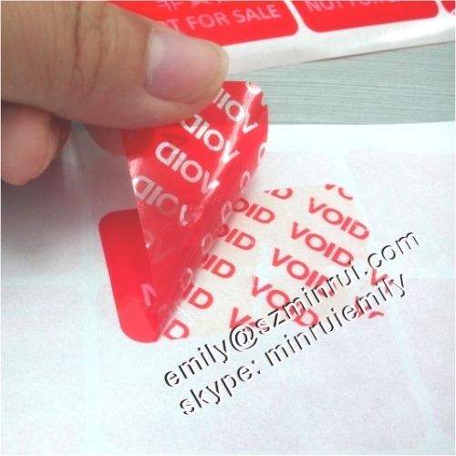 Custom Water Proof Security Tamper Proof Void Stickers Safety Warning Red Warranty Void Vinyl Stickers