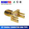 SMA RF connector pcb mount brass gold plated factory