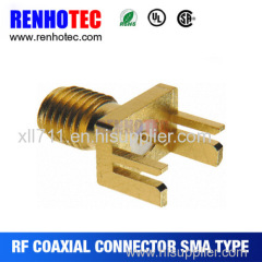 SMA RF connector pcb mount brass gold plated factory