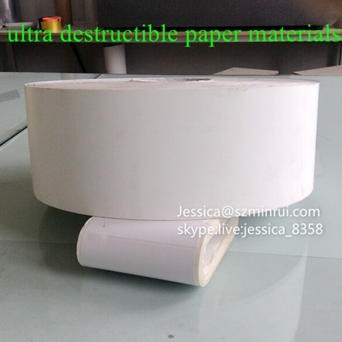 Custom Destructible Security Label Material Eggshell Paper Materials Die Cut Vinyl Adhesive Paper Rolls