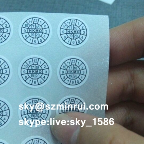 Dia 12mm Custom Frangible Paper Security Seals Sticker Sheet Round Black Printing Warranty Label