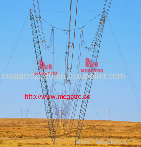 guyed transmission tower with composite insulator