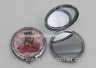 Silver Metal Hand Travel Round Makeup Mirror 2 Sided For Advertising In Supermarket