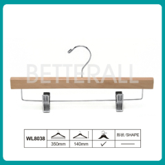 Wood Skirt and Pant Hanger with Clamp