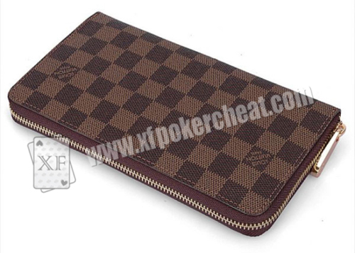 Brown Leather LV Wallet Double Lens Camera For Poker Analyzer 30 - 40cm