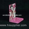 Custom Clear Acrylic Cosmetic Display Stand 140115190 mm With Red Logo