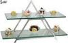 Deluxe Tempered Glass 2 Tiers Display Stand Two Tier Cake Stand For Hotel