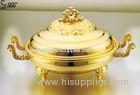 8 -10 Persons Gold Plated Chinese Tableware Bent Handles Shark fin Soup Tureen and Bowls