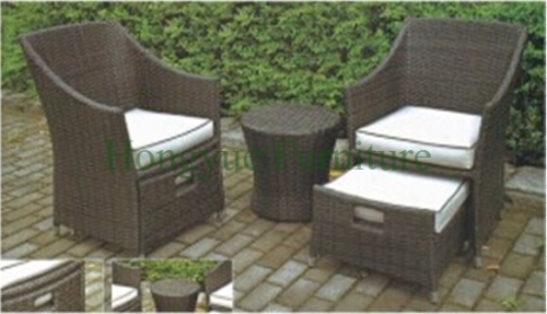 Wicker outdoor furniture rattan table chair set with cushions