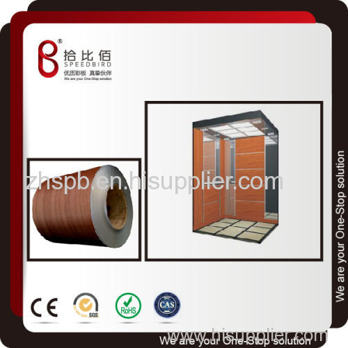 Wood grain PVC Film laminate stainless steel for elevator panel