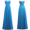 ALBIZIA Custom Made Sweetheart Long Chiffon Beaded Illusion Prom Dress Blue A-line Bridesmaid Dress