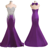 ALBIZIA Beading Purple Sweetheart Satin Mermaid Long Prom Evening Dresses
