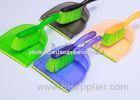 Deluxe Transparent Long Handled Dustpan and Brush set Green Fiber