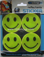 smile face shape reflective sticker for safety and for decorative