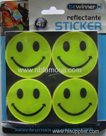 smile face shape reflective sticker for safety and for decorative