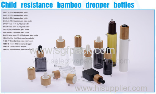 15ml30ml100mlBamboo cap with white color essential oil bottle round standard oil bottle