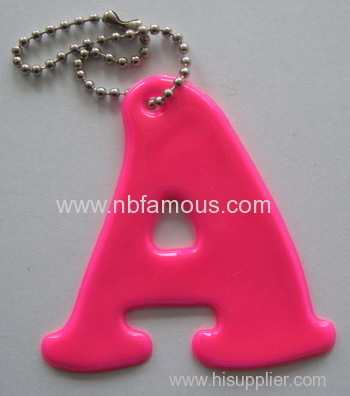 letter shape reflective key pendant