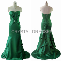 ALBIZIA 2015 best Selling Satin Long Prom Dresses Layered Floor Length Satin Mermaid Evening Dress