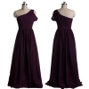 ALBIZIA Sheath Grape Pretty One-Shoulder Pleated Floor length Long Chiffon Prom Dress
