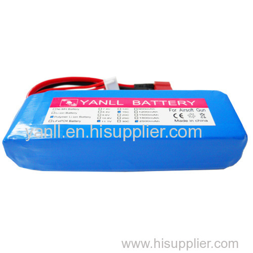 Airsoft Gun Battery Pack 11.1V 2500mAh 15C RC LiPo Battery Pack