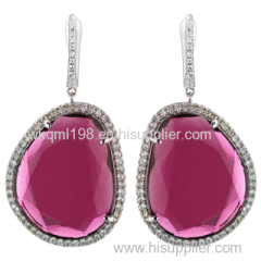 2015 Manli the most popular New fashion Natural pink Plating 18K gold Diamond crystal Earrings