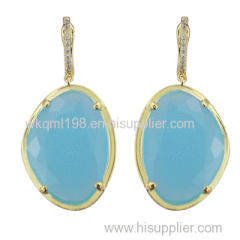 2015 Manli Fashion beauty Natural blue plating 18K gold Diamond crystal Earrings