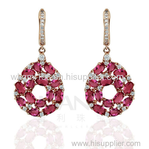 2015 Manli the most popular temperament sweet plating 18K Gold Crystal Earrings