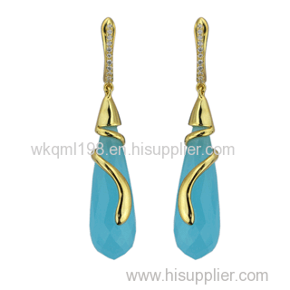 2015 Manli Fashion Good-Looking light blue 925 sterling silver crystal Earrings