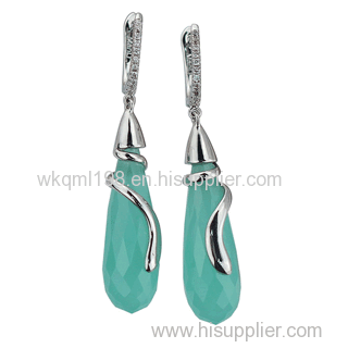 2015 Manli Fashion High Quality light green 925 sterling silver crystal Earrings
