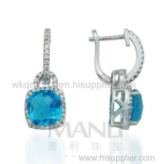 2015 Manli temperament sweet Hot selling female natural blue crystal Earrings