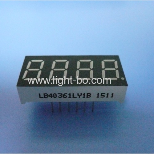Super bright amber 9.2mm(0.36 ) 4 digit 7 segment led display common cathode for digital indicator