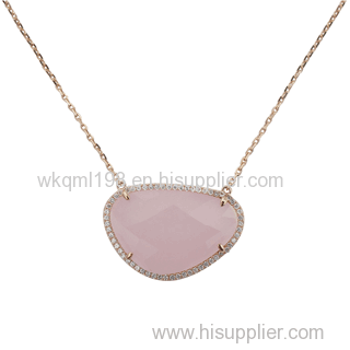 2015 Manli High quality romantic Natural pink crystal pendant