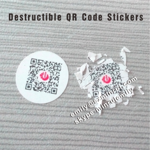 Custom Destructible QR Code Stickers With Logo Printed in The Middle