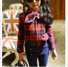 Girls' big bowtie flannel shirt