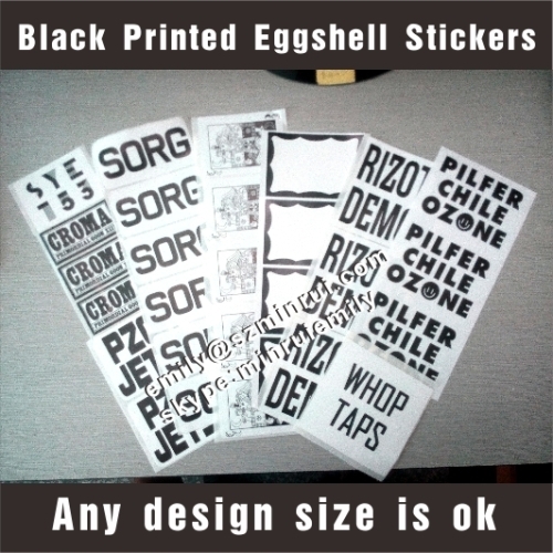 Custom Permanent Adhesive Black Destructible Eggshell Stickers Sheets Printing