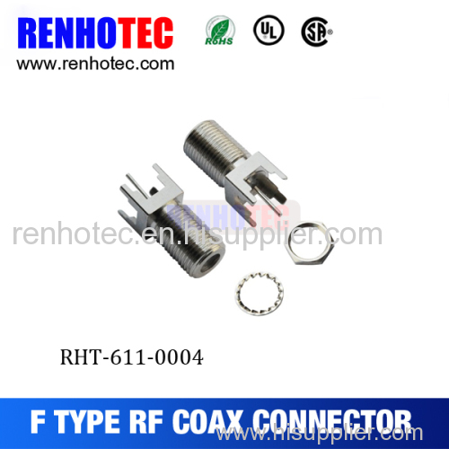 RF series 180 degree F type compression connector for PCB mount