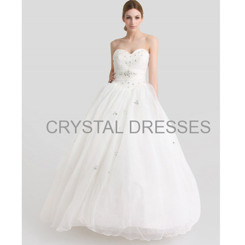 ALBIZIA High Quality Beading Sweetheart Applique A-line Organza Long Ball Gown Beading Floor length Wedding Dresses