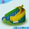 Green Curved Funny Inflatable Dry Slides For Children Parks PVC