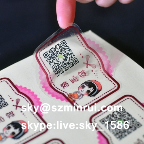 Wholesale Custom Printing Transparent QR Code Sticker for Bottle