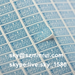 Blue Rectangle Brittle Fragile Custom Warranty Sticker Label from Destructible Paper
