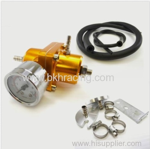 High QualityUniversal Gold ADJUSTABLE FUEL PRESSURE REGULATOR FOR DIESEL 0-140 PSI GAUGE+HOSE KIT 