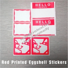 Custom Blanks Red Border Printed Graffiti Eggshell Stickers from China Red Printed Destructible Vinyl Eggshell Stickers