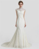 ALBIZIA Fashion Ivory High-neck Appliques Lace Long Bridal Party Dresses Mermaid Sweep Brush wedding Dresses