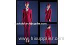 Custom Wool Felt Red Airline Stewardess Uniform With Debossed Logo